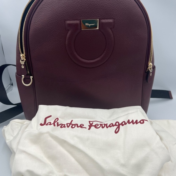 SALVATORE FERRAGAMO  Calfskin Gancio XL City Backpack Maroon/Wine color main image 6
